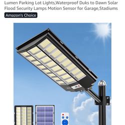 JAYNLT 9500W Solar Street Lights Outdoor,6500K Highest Lumen Parking Lot Lights,Waterproof Duks to Dawn Solar Flood Security Lamps Motion Sensor for G
