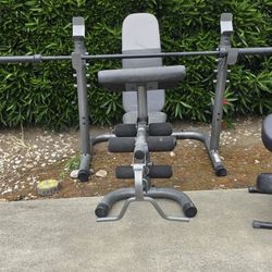 Adjustable Bench with Olympic Squat Rack and Preacher Pad 
