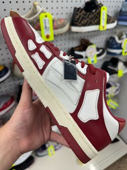 AMIRI SKEL TOP LOW RED WHITE SNEAKERS SIZE 10 USED WITH BOX