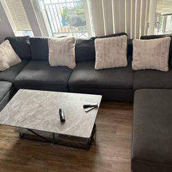 Smoke Grey Sectional Sofa (Used For 1 Year)