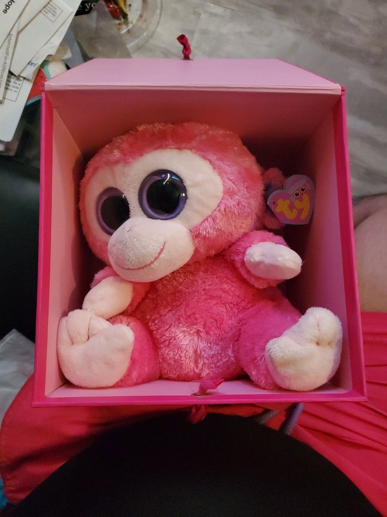TY BEANIE BOOS - RAZBERRY the 9" MONKEY (MEDIUM)