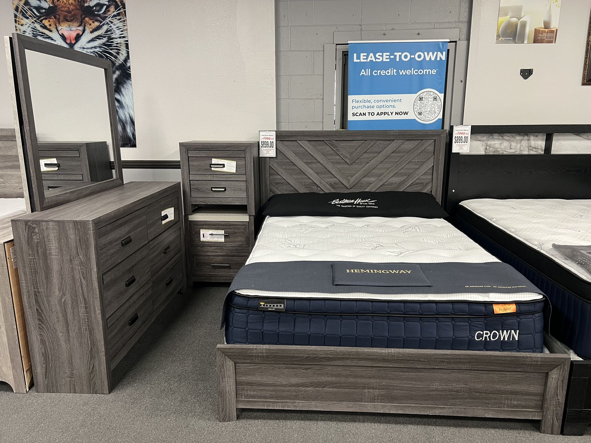4PC Gray Queen Bedroom Set