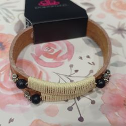 NEW Paparazzi adjustable brown leather cuff bracelet 
