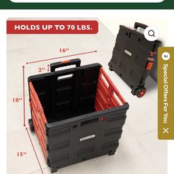 BAZIC Products Folding Cart on Wheels, hold up to 70 lbs, Retail $60