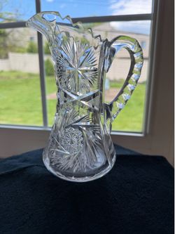 Vintage crystal glass 7 inch tall  water pitcher