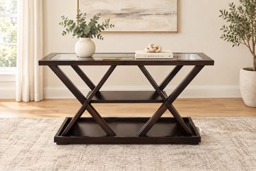 Modern Glass Console Table, 50" × 20" × 32"