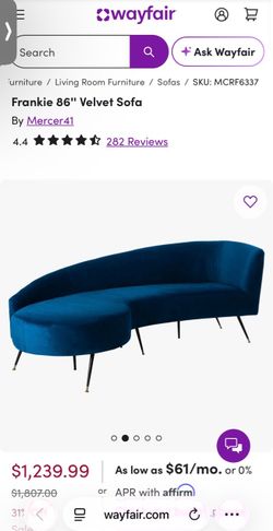 Mercer41 Frankie 86" Velvet Sectional Sofa