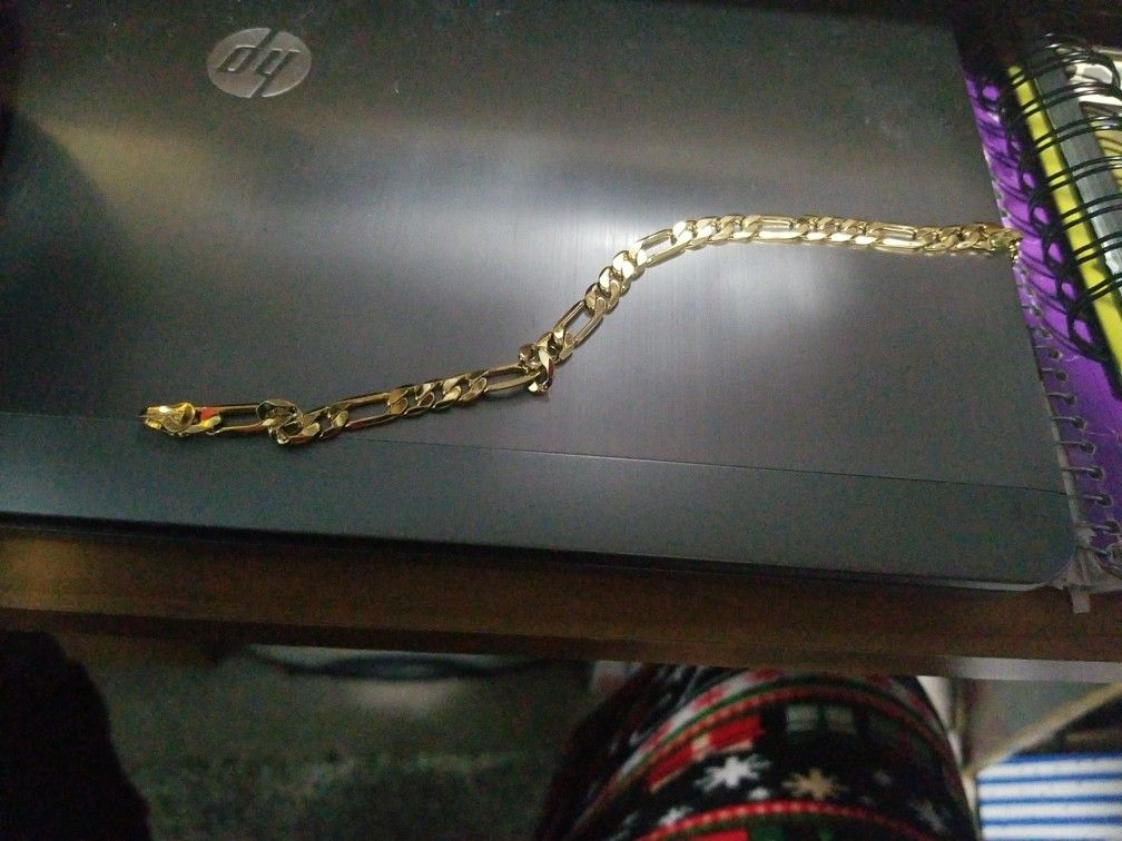 8 Inch Figaro Gold Plated Bracelet 4mm