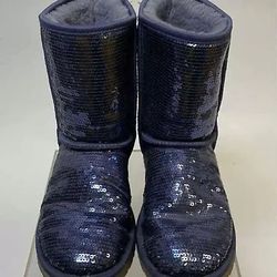 UGG Women's Blue Cold Weather / Snow Sequins Sparkly Boots - Size 8