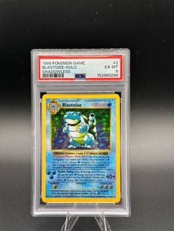 1999 Pokémon Base Set Shadowless Blastoise Holo #2. PSA 6