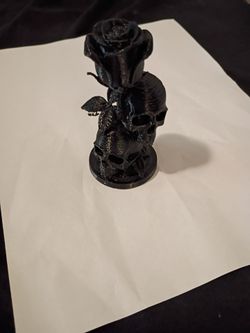 3D Printed Black Skull Rose Figurines coffin design and couple designs