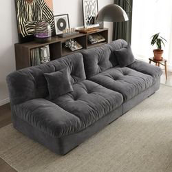 89" OR 105" Modern Cloud Sofa,Velvet Couch, 3-Seat Sofa for Living Room, Apartment and Small Space