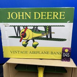 John Deere Vintage Stearman Bi-Plane Airplane Bank 37516  NIB