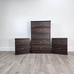 Chest of Drawers and 2 Nightstands