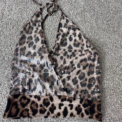 Animal Print Y2K Hulter Top