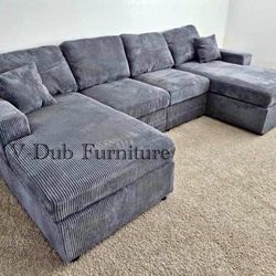 Grey double chaise sectional