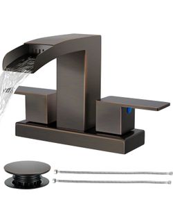Waterfall Bathroom Faucet, Bronze 4 Inch Centerset 2 or 3 Hole oil rubbed  bronze $45