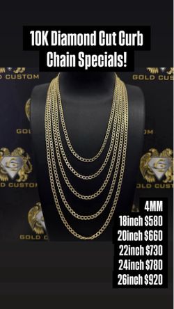 10KT Diamond Cut Curb Chain Special 4MM