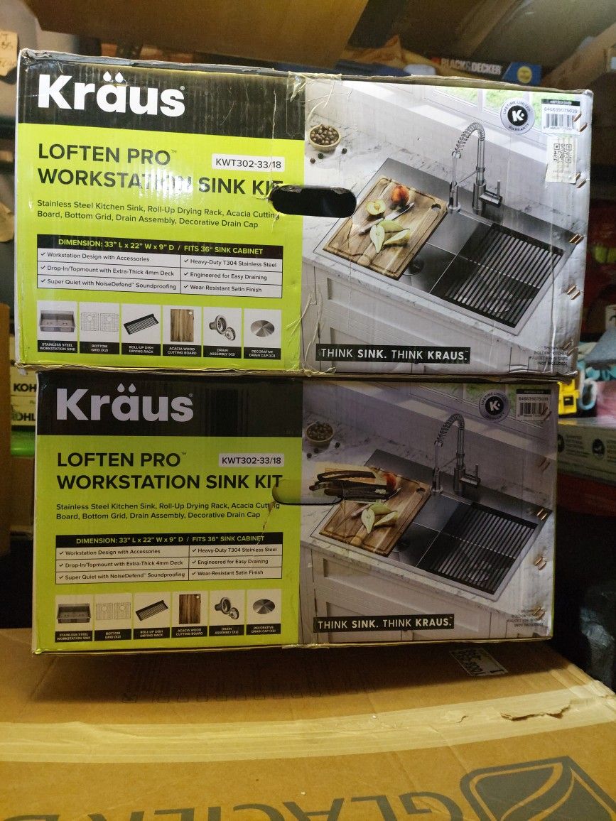 NEW KRAUS KITCHEN SINK FAUCET COMBO WORKSTATION SINGLE / DOUBLE BOWL UNDERMOUNT / TOP MOUNT DROP-IN