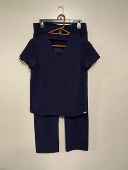 Women’s Navy Blue Figs Scrubs Top Pants - Set of 2 - size S
