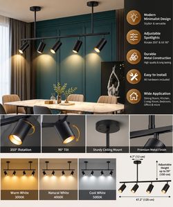 Modern 5-Light Black Chandelier – Adjustable Track Lighting