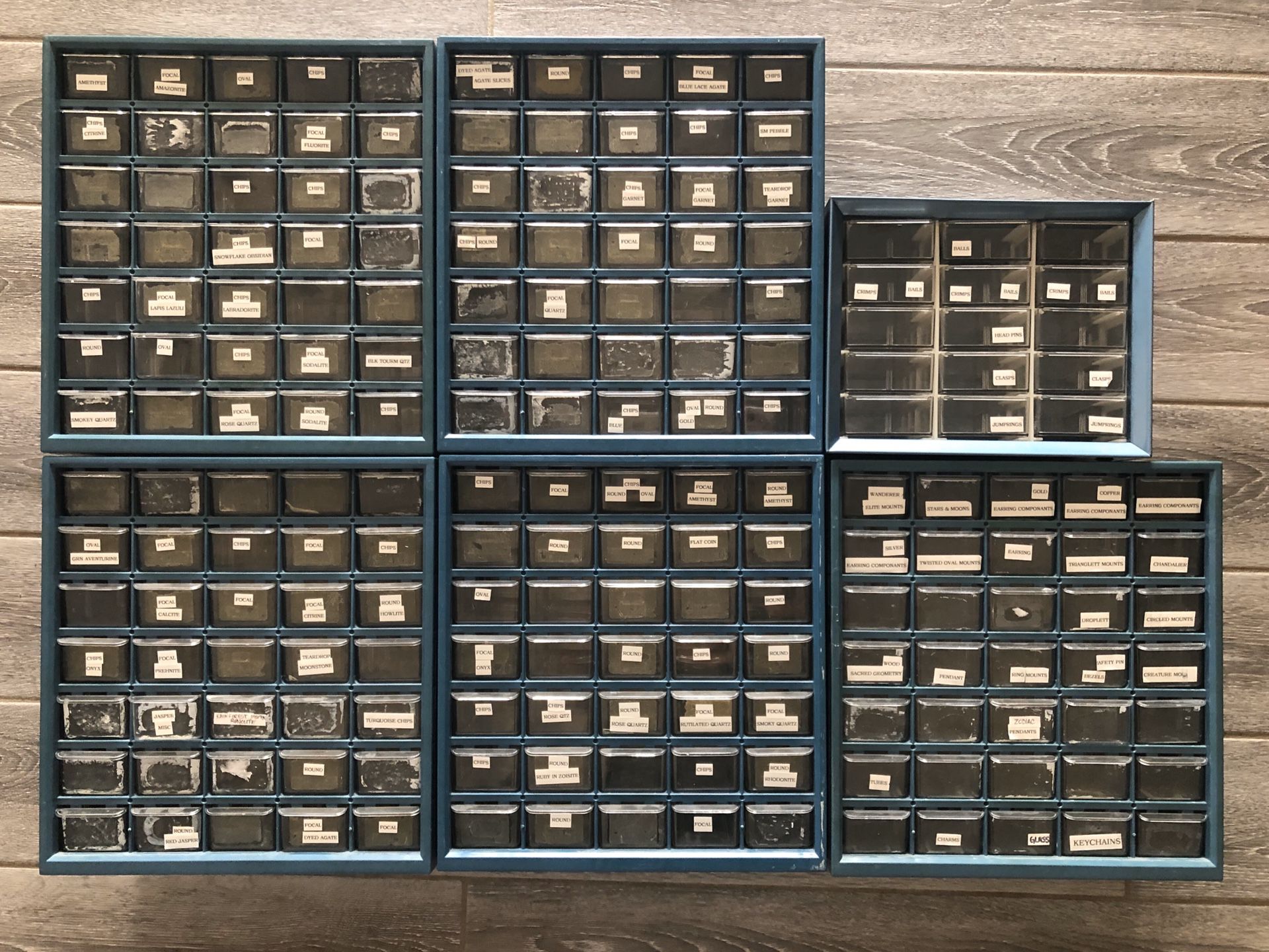 Organizing drawers 6pc lot 190drawers!!! $50 garage hobby craft storage