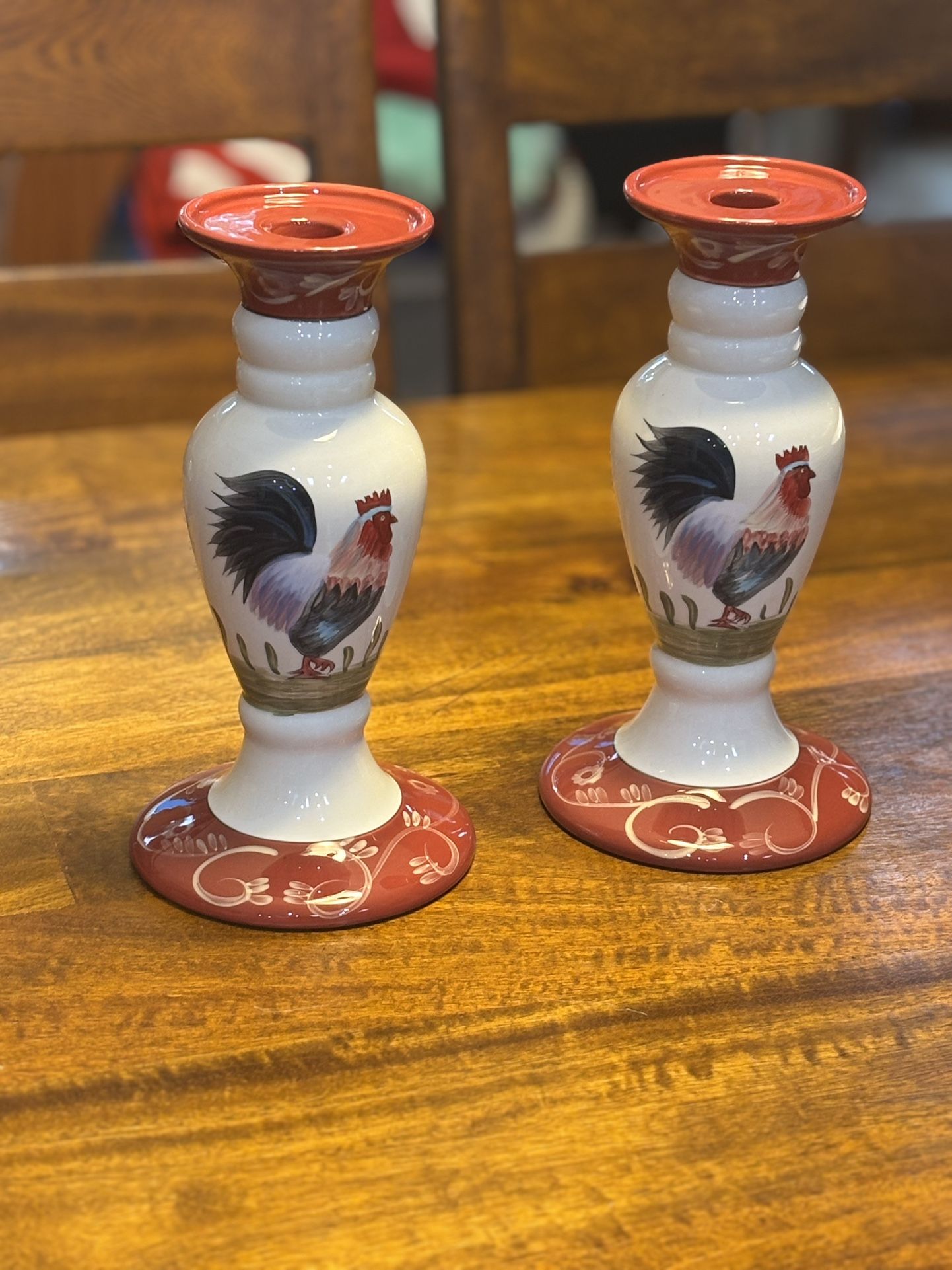 NEW Farmhouse Rooster Candle Holders, $25 for the set
