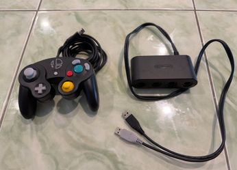 Super Smash Bros. GameCube controller + adapter