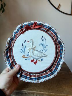 Vintage Goose Embroidery Hoop Wall Art