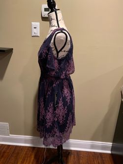 Purple Floral Lace Mini Dress with Tags