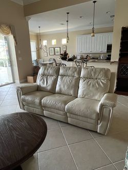 Leather Power Reclining Wall-Hugger Sofa w/ Power Lumbar – $395 OBO