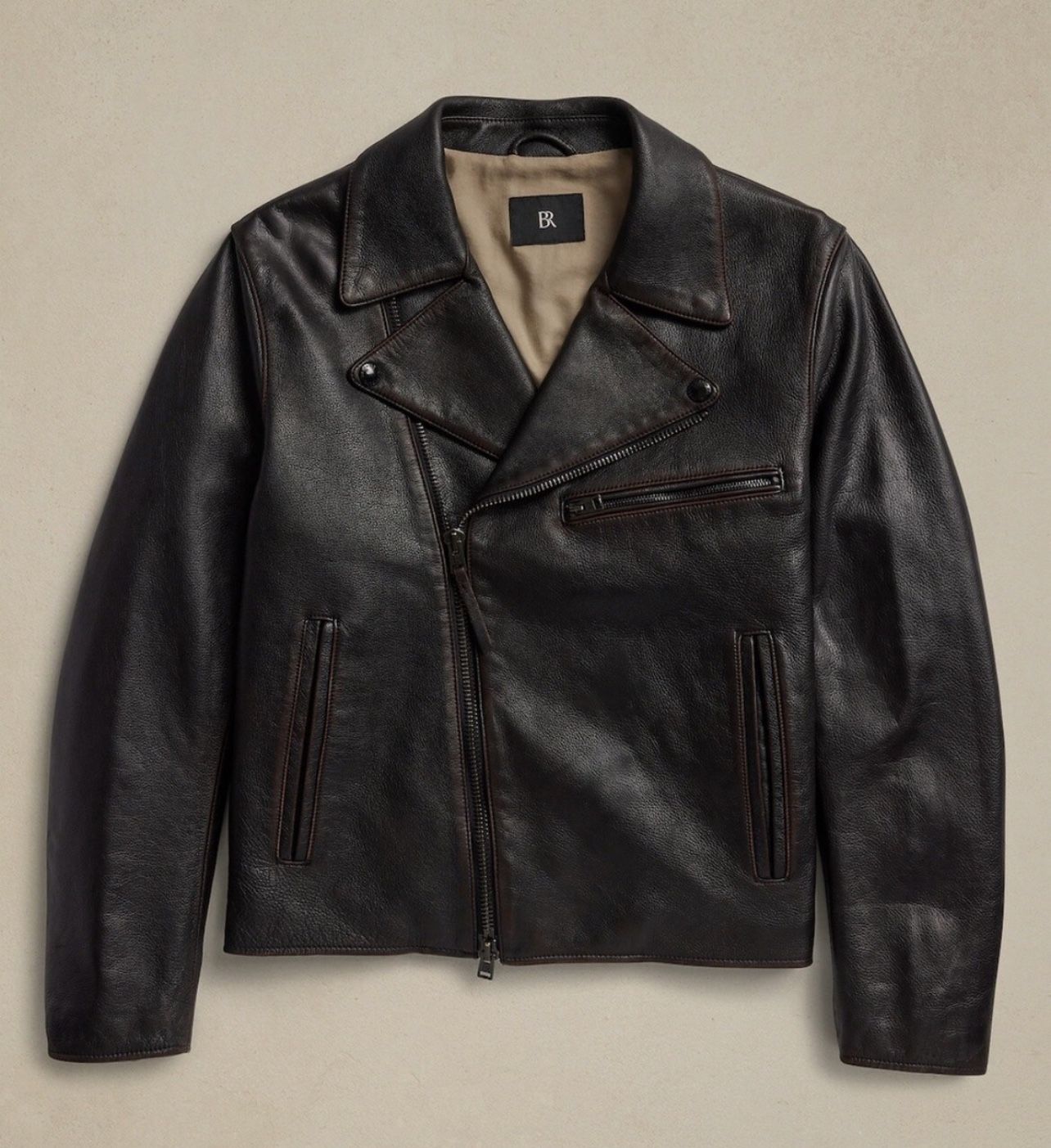 Banana Republic Arroyo Leather Moto Jacket Size small ESPRESSO BROWN
