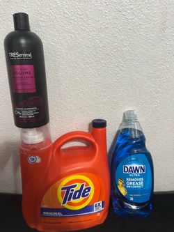 Tide and shampoo and dawn