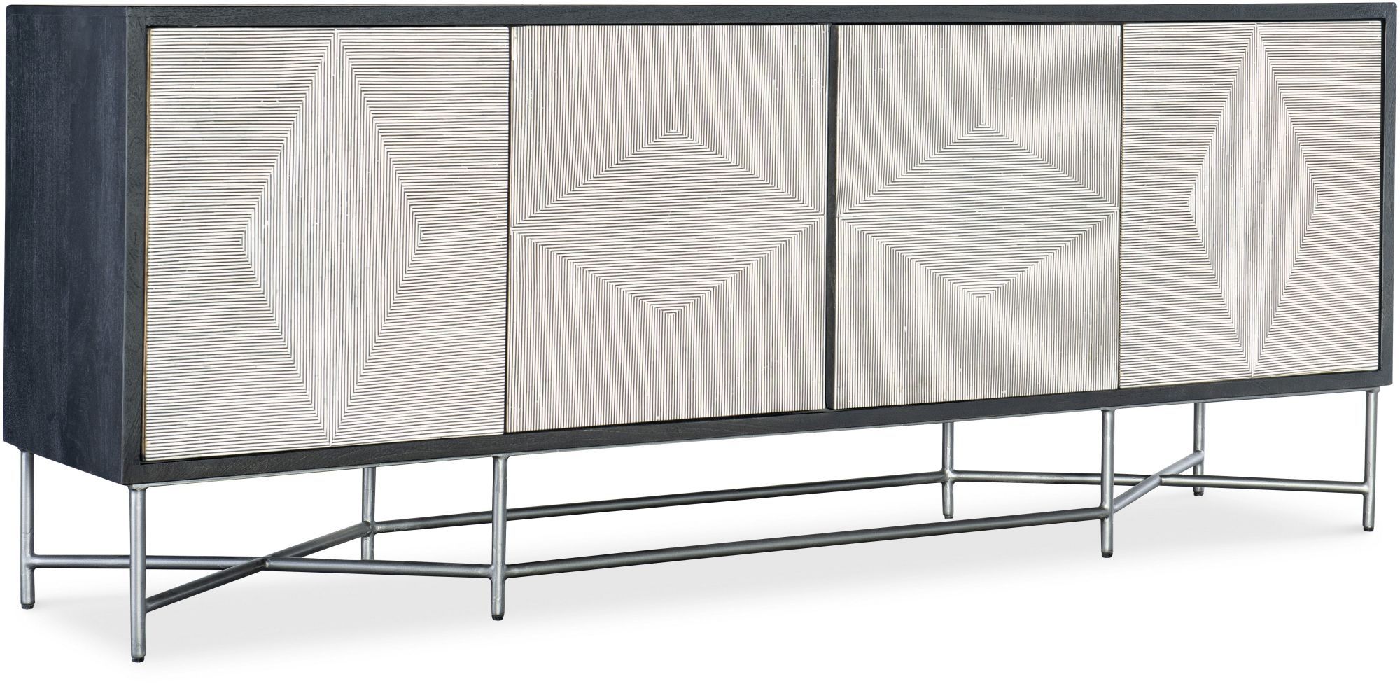 Hooker Furniture Commerce and Market Fine Lines 80" Mango Wood Black White Bone Credenza Sideboard