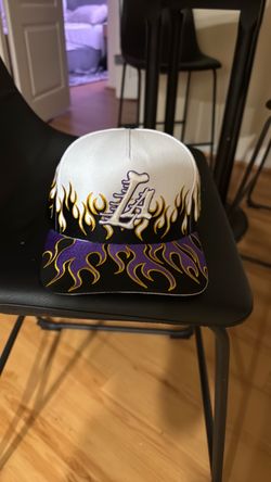 Kill The Hype KTH-LA Lakers Purple Gold Flames Snapback Hat