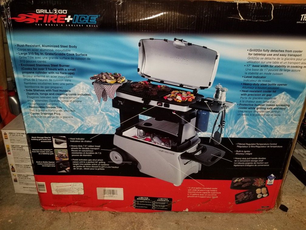 Thermo Fire and Ice gas grill cooler combo