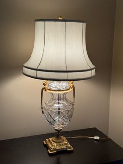 Martin Benito French Cut Crystal & Gilt Bronze Lamp - Signed