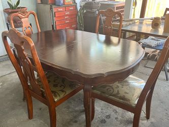 Vintage oval wood table and 4 chairs