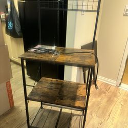 Bakers rack with outlet 4-shelves and utensil hooks