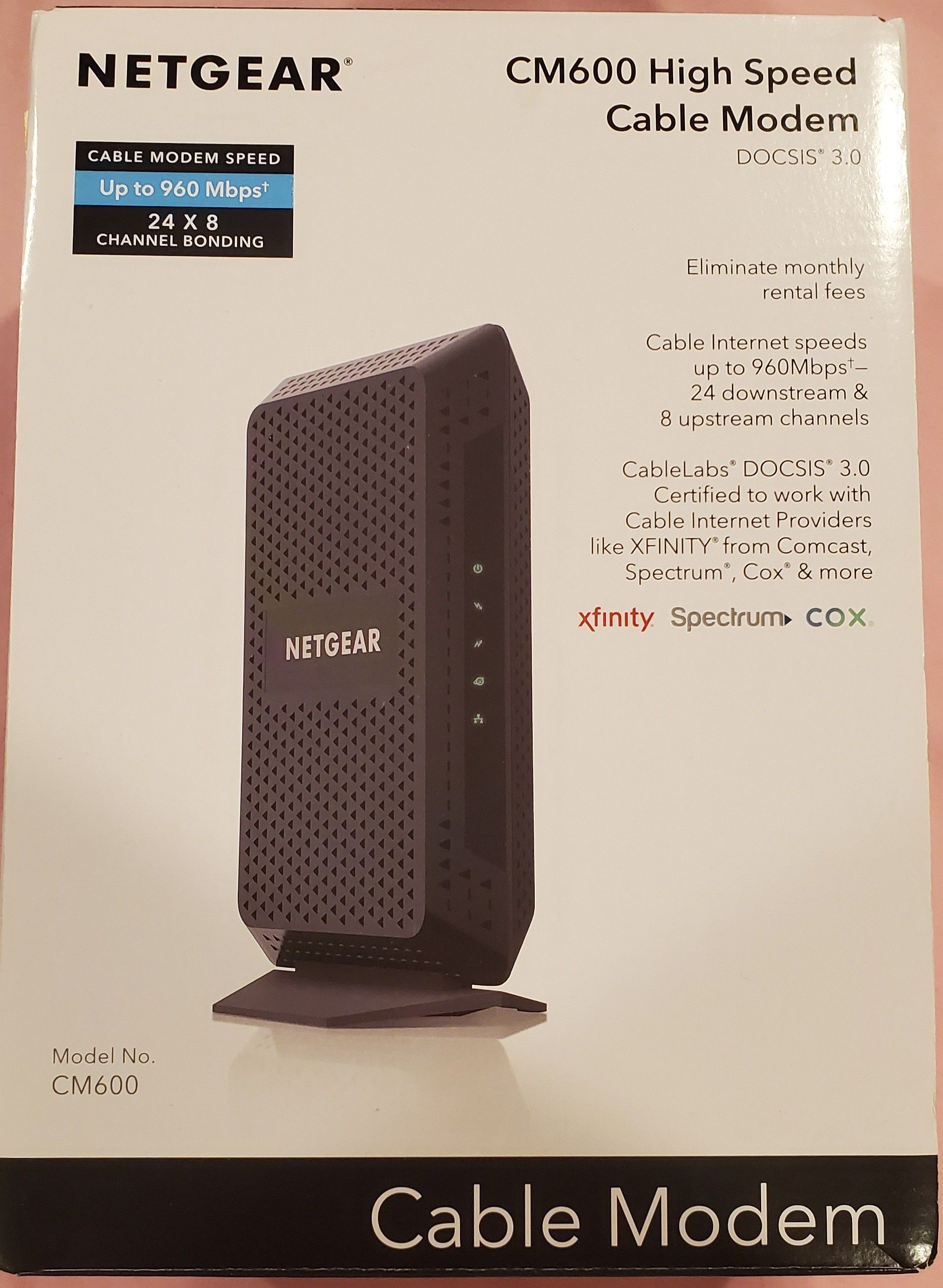 Netgear CM600 cable modem. High speed modem, like new condition!