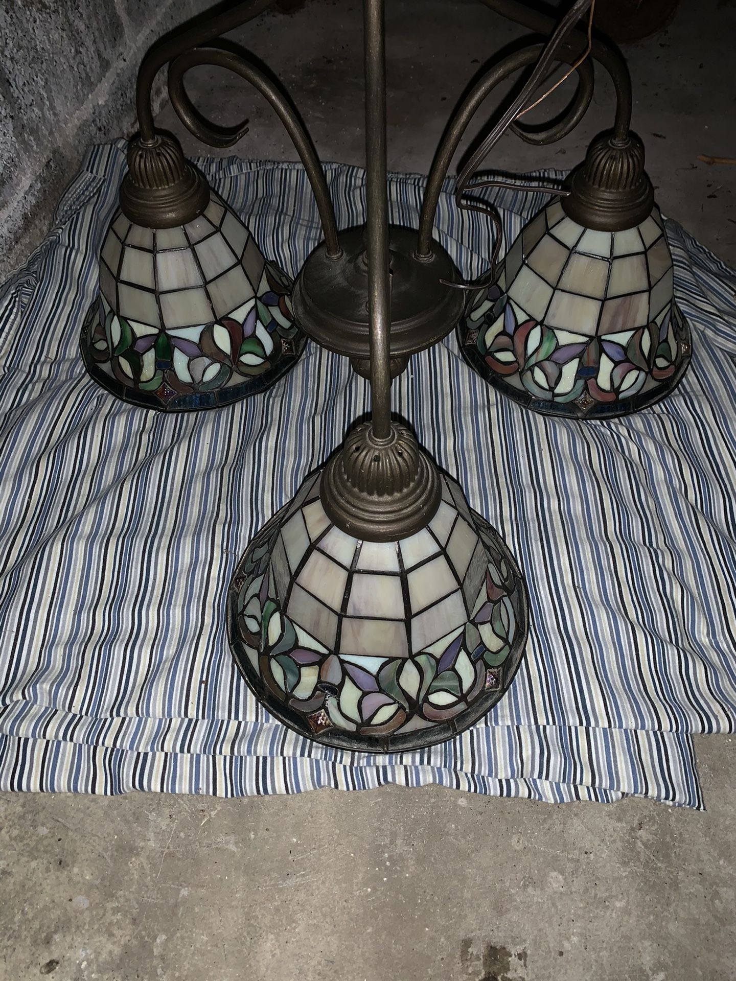 VINTAGE STAINED GLASS CHANDELIER!!!