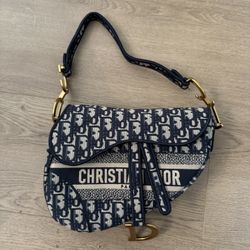 DIOR Saddle Bag Blue Dior Oblique Embroidery