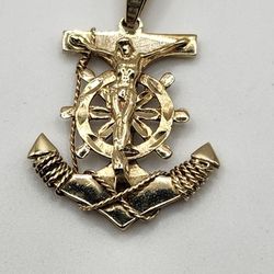 14kt Gold Crucifix Anchor Pendant 5.6G