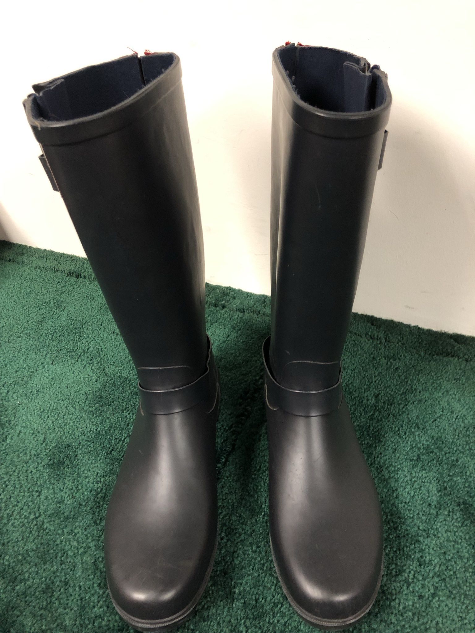 Gabriella Rocha Women’s Rain Boots Black Zipper Low Heel Buckle Knee High Size 9