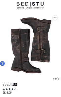 Bed Stu Gogo Lug Distressed Moto Buckle Strap Boots Size 9.5