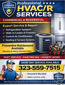 Commercial AC & walk in coolers & freezers