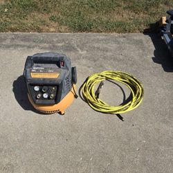 Bostitch air Compressor, 6 Gallon, Hose and Spray Nozzle.