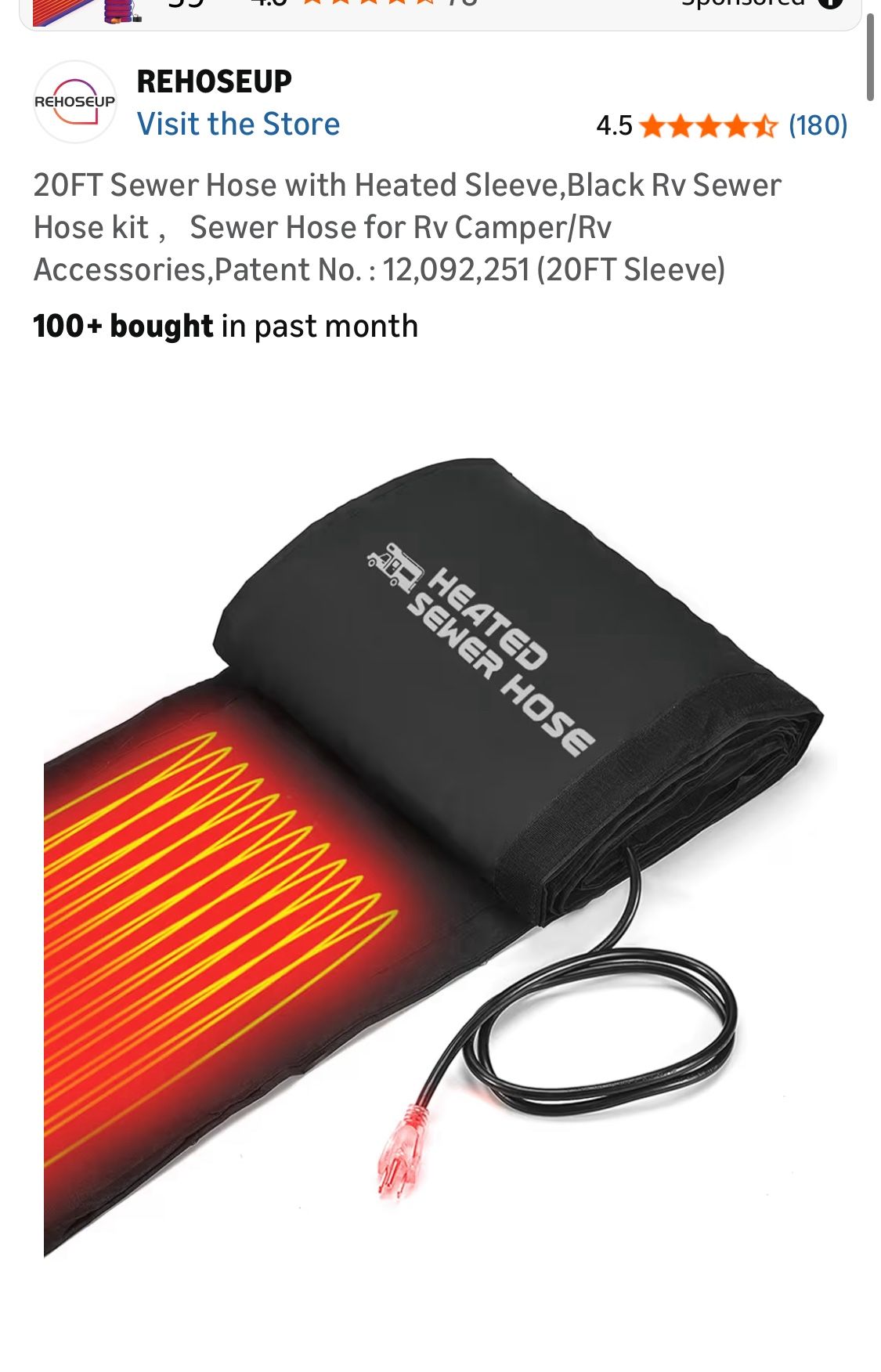 Rehoseup New 20’ sewer hose W heated sleeve for RV/campers