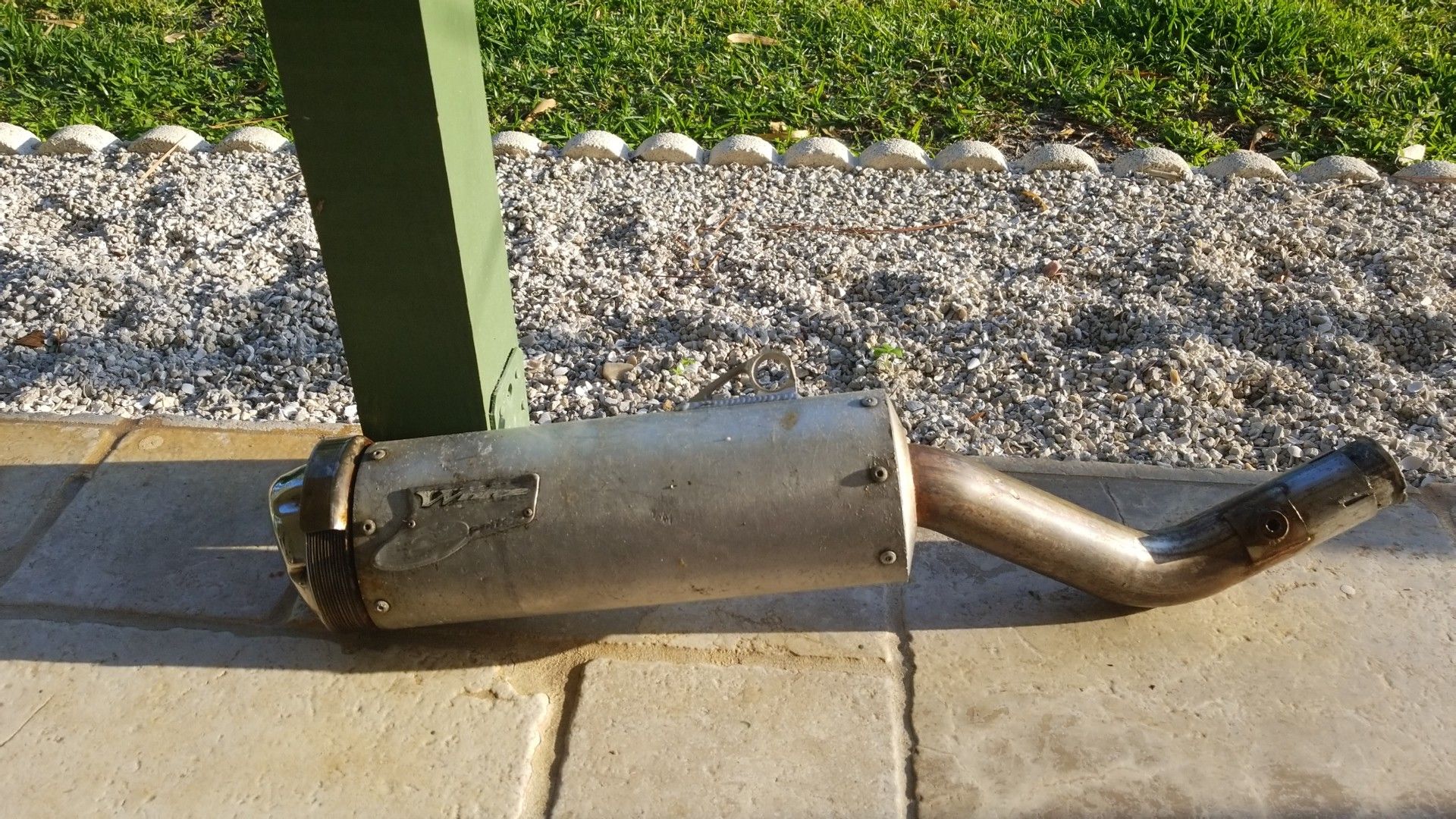 White bros. Slip on exhaust from a Honda XR650L