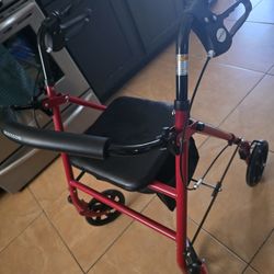 McKesson Red Rollator, Steel Frame Folding Mobility Aid, 300-lb Weight Capacity